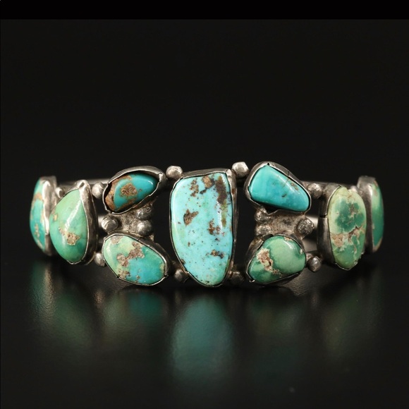 Vintage Turquoise Sterling Silver Cuff - Picture 3 of 6